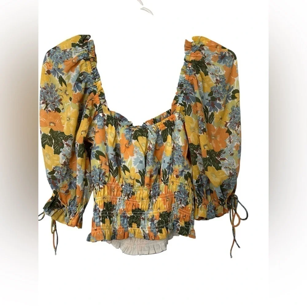 Abercrombie and Fitch Floral Smocked Cropped Top